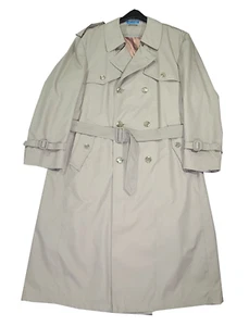 Vintage Towncraft JC Penny Mens 42 Tall Beige Trench Coat Removable Lining Belt - Picture 1 of 17