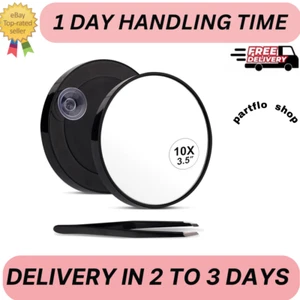 10X Magnifying Mirror Small Magnifying Mirror with Suction Cup and Tweezers as - Picture 1 of 1