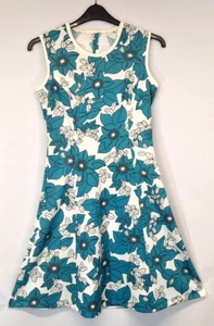 Handmade 1960s Vintage Size 10-12 Mid Length Button Front Short Sleeves Floral - Picture 1 of 13