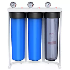 Whole House Water Filter – 3Stage Home Water Filtration System + Pressure Gauges - Picture 1 of 23