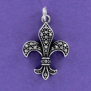 Fleur De Lis Charm Sterling Silver for Bracelet 925 Textured Saints New Orleans - Picture 1 of 3