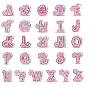 Charms Anhänger Silber 925 für Pandora Armband Buchstaben A B C Alphabet Pink - Bild 1 von 27