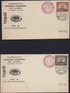 ECUADOR 1959 LOT OF 2 COMMEMORATIVE FDC SOCCER CHAMPIONSHIP W/ OFFICIAL Stamps - Picture 1 of 1
