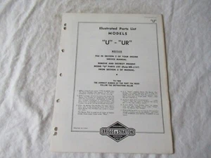 Briggs & Stratton U UR engine parts list catalog manual - Picture 1 of 3