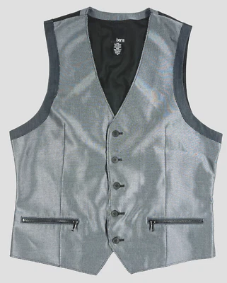 New Bar III Gray/Black Sleeveless 5-Button 2-Zip Pockets Men's Vest size M - Image 1 of 3