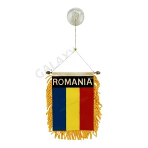 Romania Flag Mini Banner / Double Sided Mini Romania Car Window Flag - Foto 1 di 1