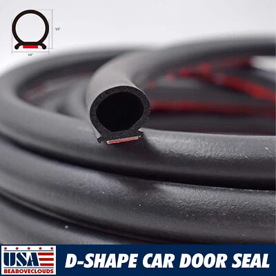 Automotive Weather Stripping Door Seal-10ft Car Door Seal Strip Adhesive D-Shape - Image 1 of 4