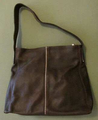 Bolso de hombro Marco Buggiani para mujer de cuero con cremallera superior rico marrón oscuro suave flexible Foto 1 de 3