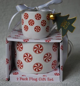 Tk Maxx Natale Set 2 x Tazzine Caffè Rosso Menta Piperita Caramelle Confezione Regalo Rosso Espresso - Foto 1 di 3