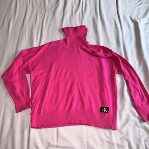 Calvin Klein Turtleneck Sweater Pink Cold Shoulder pullover Womens Sz L - Picture 1 of 10