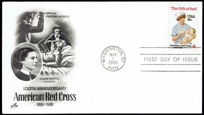 US 1910 American Red Cross 18c FDC May 1, 1981 Washington D.C. Artcraft F1910-1 - Image 1 of 2