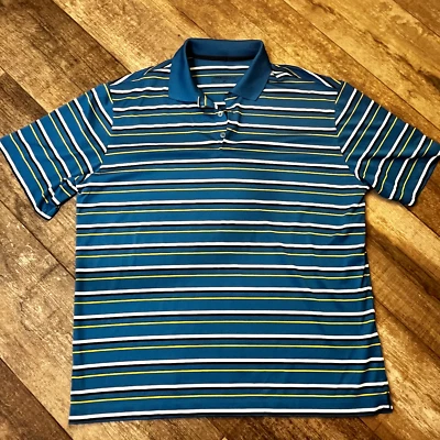 Camisa de golf Nike para hombre XL Dri Fit azul multicolor a rayas polo activo Foto 1 de 4