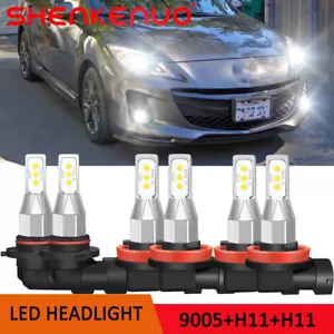 For MAZDA 3 2010 2011 2012 2013 LED Headlight Bulbs High Low Beam Fog Lights Kit - Foto 1 di 12