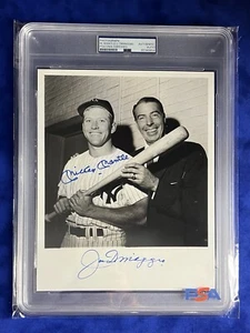 RARE MICKEY MANTLE & JOE DIMAGGIO SIGNED 8 X 10 PHOTO PSA ENCAPSULATED - Picture 1 of 1