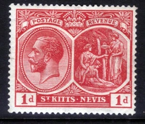 St Kitts & Nevis 1921 - 29 KGV 1d Rose Carmine MM SG 38 ( E889 ) - Picture 1 of 1