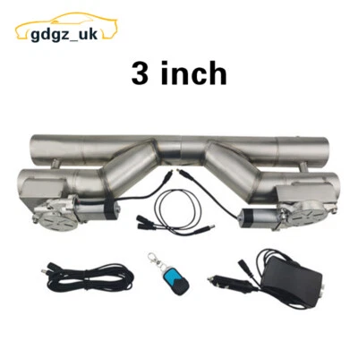 3 inch Double Electric Exhaust Y Pipe Dual Control Valve Motor Remote Switch kit - Image 1 of 4