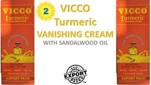 2 Vicco Turmeric Vanishing Skin Cream with Sandalwood Oil 60gm (EXPORT PACK) - Picture 1 of 5