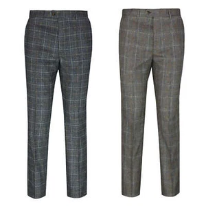 Pantalone tuta uomo tweed spina di pesce check vintage sartoriale vestibilità formale - Foto 1 di 5