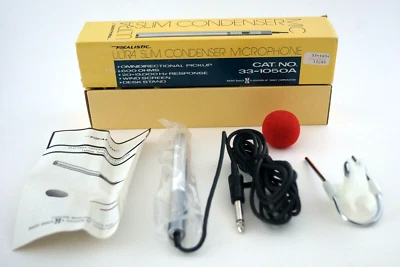 VINTAGE - REALISTIC 33-1050A ULTRA SLIM CONDENSER MICROPHONE 600 OHMS - 33-1050A - Image 1 of 4