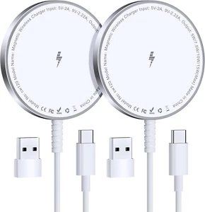 Magnetic Wireless Charger for Iphone: Mag Safe Charger Fast Charging Pad 2 Pack - Picture 1 of 12