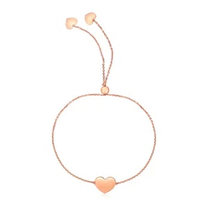 Verstellbares Herzarmband 14 Karat Roségold (0,90 mm) - Bild 1 von 3