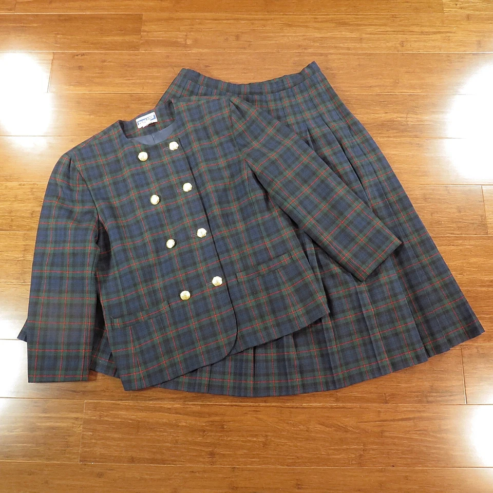 Plaid USA Pendleton Pleated Skirt Suit Set Approx Size Medium - Image 1 of 4