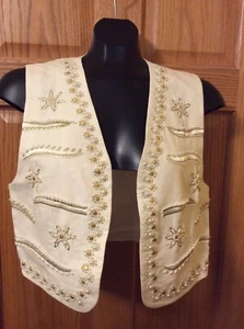 I B Diffusion White/Ivory Vest Beaded and Embroidered Sz 4 BEAUTIFUL! - Picture 1 of 6