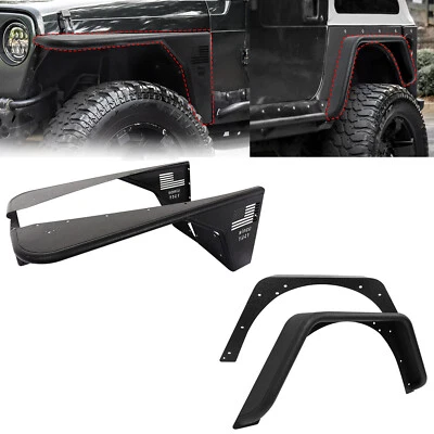 4Pcs Steel Armor Front and Rear Fender Flares Fit for 1997-2006 Jeep Wrangler TJ Foto 1 de 4