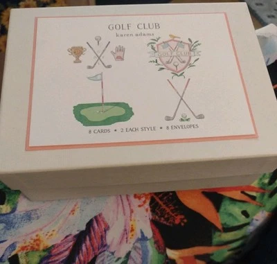 Club de Golf Karen Adams Designs Papelería En Caja 8 Tarjetas Con Sobres NUEVO EE. UU. Foto 1 de 4
