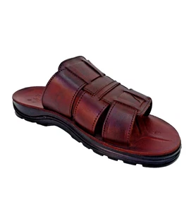 Herren Camel Leder Sandalen - Open-Toe, Handarbeit im Heiligen Land - Bild 1 von 9