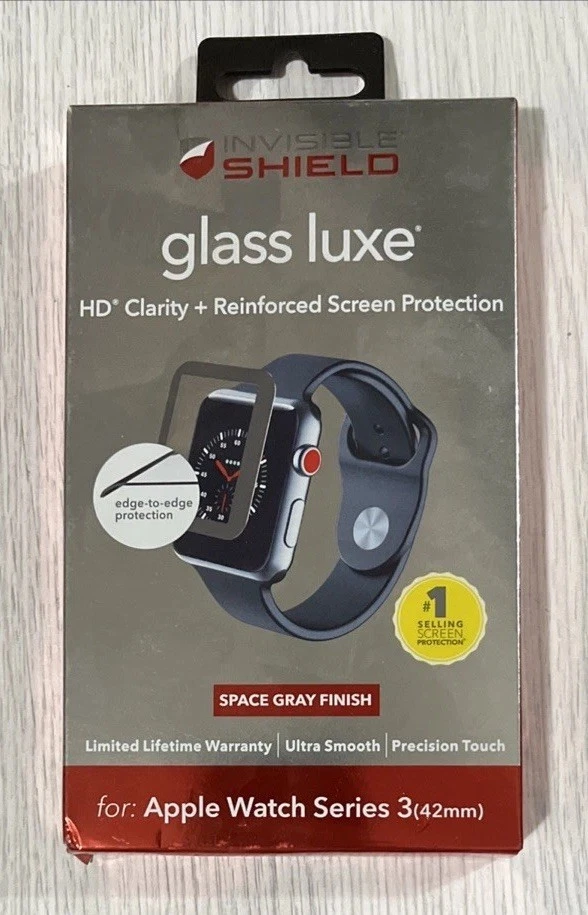Zagg Glass Luxe HD Screen Protector For Apple Watch Series 3 (42mm) Gray Finish - Image 1 of 1