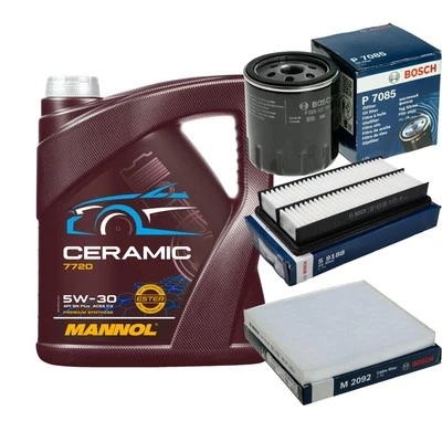 BOSCH Inspektionspaket 5L MANNOL Ceramic 5W-30 für Mazda 6 Kombi 2.0 MZR 1.8 - Bild 1 von 4