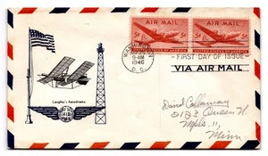 Langley's Aerodrome 1946 Primer día de emisión correo aéreo cubierta aviación - Imagen 1 de 2