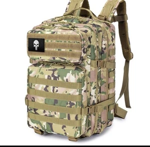 SPAHER Camo 50L Backpack 50x30x30 Travel Military Camo Brand new Skull Patch - Picture 1 of 5