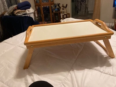 Wood Folding Lap Serving Tray Desk Bed Tea Breakfast Dinner TV Table Top - Image 1 of 4