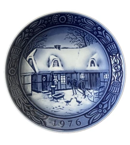 Georg Jensen Winter 7" Blue Plate 1976 Denmark House Horse Snow Geese FREESHIP - Picture 1 of 5