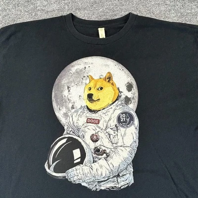 Crypto Shirt Mens XL Black Dogecoin Doge To The Moon Elon Musk Meme Wall Street - Image 1 of 4