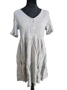 Neu ohne Etikett leichtes Viskose Sommerkleid mit Taschen Small grau - Bild 1 von 4