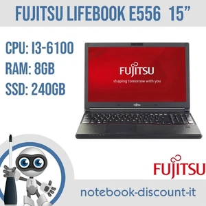 Notebook Fujitsu Lifebook E556 Core i3-6100U Ram 8GB SSD 240GB Notebook 15" W11 - Bild 1 von 6