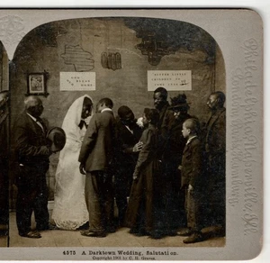 Antike BLACK AMERICANA SV - Afroamerikaner "Darktown Wedding" Gruß 1901 - Bild 1 von 3