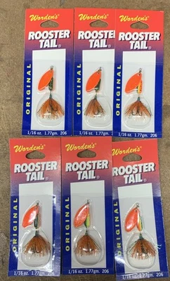 6件装Worden's Yakima诱饵1/16盎司公鸡尾珠光火老虎彩绘刀片 — 第 1/4 张图片