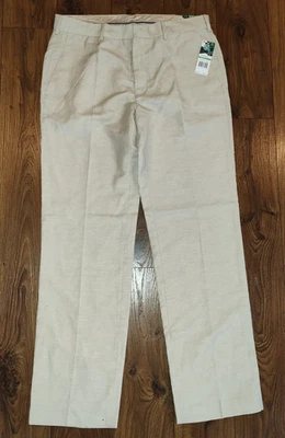 NUEVO Pantalones Chinos Cubavera Para Hombres Beige Mezcla de Lino Frente Plano ETIQUETA 34X34 ACT 35X33 Foto 1 de 4