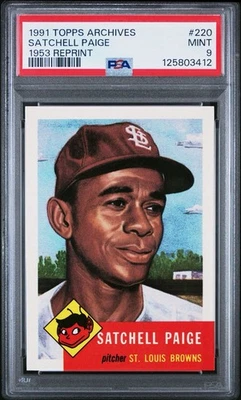 1991 Topps Archives #220 Satchel Paige PSA 9 MINT HOF 1953 Reprint - Image 1 of 2