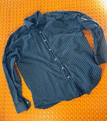 hathaway platinum Men’s Long Sleeve Button Up Blue Striped Size XL Shirt Italy - Image 1 of 4