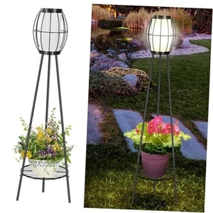 Outdoor Solar Lights with Plant Stands, 37" Metal Solar Powered Outdoor Floor - Picture 1 of 8