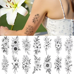 9pcs Temporary Tattoo Temporary Tattoo Stickers Floral Tattoos For Ladies Arms - Picture 1 of 15
