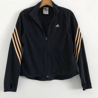 Chaqueta De Colección Adidas Para Mujer Mediana Azul Terry Tres Rayas Cremallera Frontal Y2K Foto 1 de 4