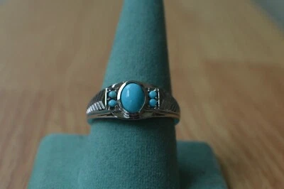 1.20ct Arizona Sleeping Beauty Turquoise Ring Stainless Steel Size 13 - Image 1 of 4