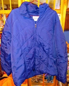 Women's Basic Editions Navy Blue Large Hooded Puffer Coat - Picture 1 of 2