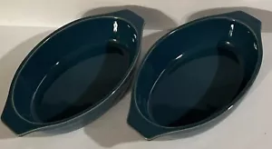 Juego de 2 platos para hornear Denby pequeños Blue Jetty 8,75" ovalados au gratinados - Imagen 1 de 5